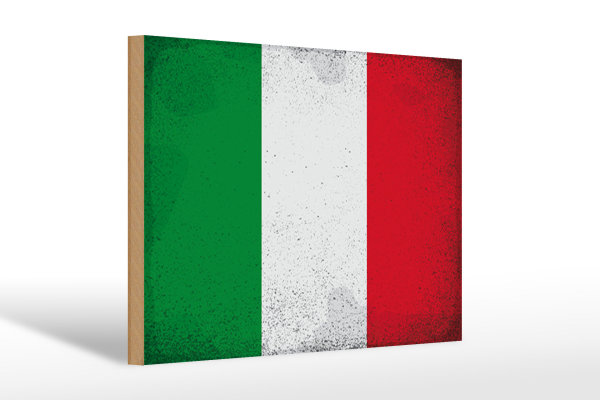 Holzschild Flagge Italien 30x20cm Flag of Italy Vintage