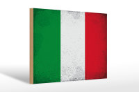 Holzschild Flagge Italien 30x20cm Flag of Italy Vintage