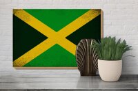 Holzschild Flagge Jamaika 30x20cm Flag of Jamaica Vintage