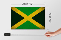 Holzschild Flagge Jamaika 30x20cm Flag of Jamaica Vintage