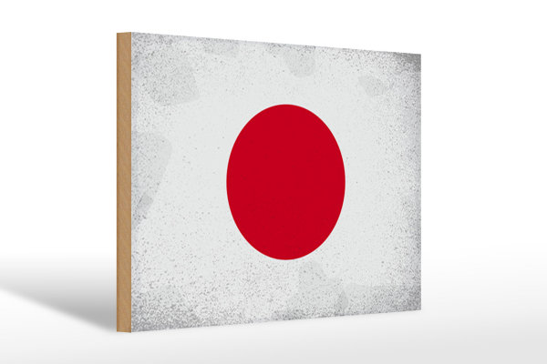 Holzschild Flagge Japan 30x20cm Flag of Japan Vintage