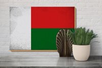 Holzschild Flagge Madagaskar 30x20cm Madagascar Vintage