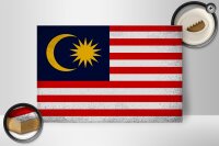 Holzschild Flagge Malaysia 30x20cm Flag Malaysia Vintage