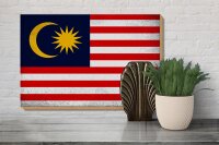 Holzschild Flagge Malaysia 30x20cm Flag Malaysia Vintage
