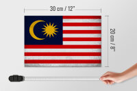 Holzschild Flagge Malaysia 30x20cm Flag Malaysia Vintage