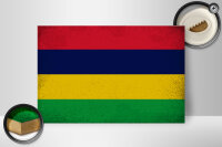 Holzschild Flagge Mauritius 30x20cm Flag Mauritius Vintage