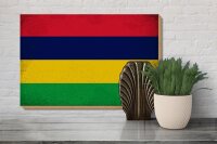 Holzschild Flagge Mauritius 30x20cm Flag Mauritius Vintage