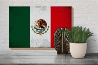 Holzschild Flagge Mexiko 30x20cm Flag of Mexico Vintage