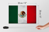 Holzschild Flagge Mexiko 30x20cm Flag of Mexico Vintage