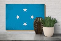 Holzschild Flagge Mikronesien 30x20cm Micronesia Vintage