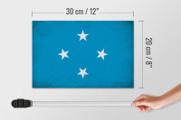 Holzschild Flagge Mikronesien 30x20cm Micronesia Vintage