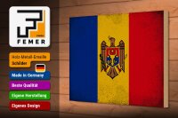 Holzschild Flagge Moldau 30x20cm Flag of Moldova Vintage