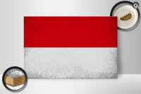 Holzschild Flagge Monaco 30x20cm Flag of Monaco Vintage
