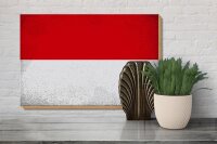 Holzschild Flagge Monaco 30x20cm Flag of Monaco Vintage