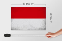 Holzschild Flagge Monaco 30x20cm Flag of Monaco Vintage