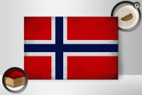 Holzschild Flagge Norwegen 30x20cm Flag Norway Vintage