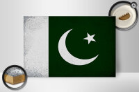 Holzschild Flagge Pakistan 30x20cm Flag Pakistan Vintage