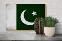 Holzschild Flagge Pakistan 30x20cm Flag Pakistan Vintage