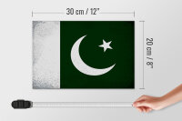 Holzschild Flagge Pakistan 30x20cm Flag Pakistan Vintage