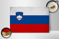 Holzschild Flagge Slowenien 30x20cm Flag Slovenia Vintage