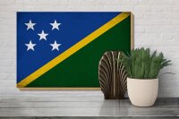 Holzschild Flagge Salomonen 30x20cm Solomon Islands Vintag