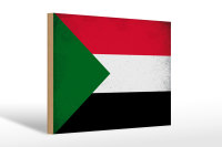 Holzschild Flagge Sudan 30x20cm Flag of Sudan Vintage