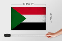 Holzschild Flagge Sudan 30x20cm Flag of Sudan Vintage