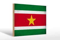 Holzschild Flagge Suriname 30x20cm Flag Suriname Vintage
