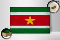 Holzschild Flagge Suriname 30x20cm Flag Suriname Vintage