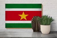 Holzschild Flagge Suriname 30x20cm Flag Suriname Vintage