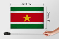 Holzschild Flagge Suriname 30x20cm Flag Suriname Vintage