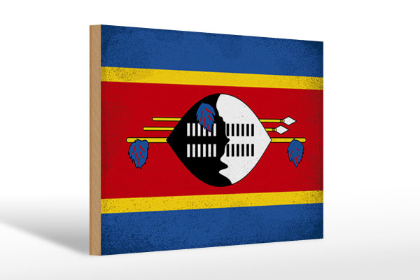 Holzschild Flagge Swasiland 30x20cm Flag Eswatini Vintage