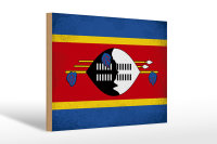 Holzschild Flagge Swasiland 30x20cm Flag Eswatini Vintage