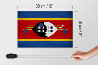 Holzschild Flagge Swasiland 30x20cm Flag Eswatini Vintage