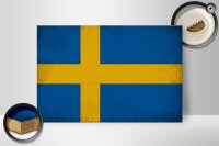 Holzschild Flagge Schweden 30x20cm Flag of Sweden Vintage