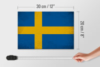 Holzschild Flagge Schweden 30x20cm Flag of Sweden Vintage