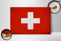 Holzschild Flagge Schweiz 30x20cm Flag Switzerland Vintage