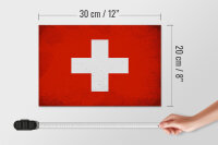 Holzschild Flagge Schweiz 30x20cm Flag Switzerland Vintage