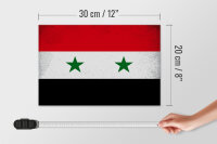 Holzschild Flagge Syrien 30x20cm Flag of Syria Vintage