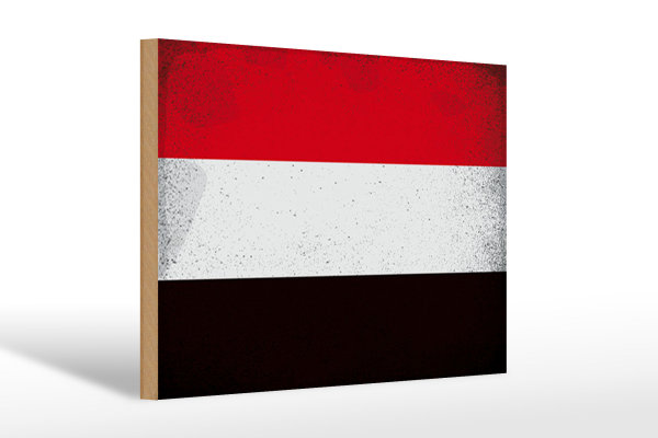 Holzschild Flagge Jemen 30x20cm Flag of Yemen Vintage