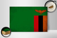Holzschild Flagge Sambia 30x20cm Flag of Zambia Vintage