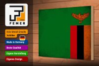 Holzschild Flagge Sambia 30x20cm Flag of Zambia Vintage