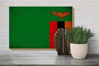 Holzschild Flagge Sambia 30x20cm Flag of Zambia Vintage