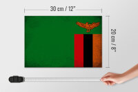 Holzschild Flagge Sambia 30x20cm Flag of Zambia Vintage