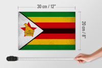 Holzschild Flagge Simbabwe 30x20cm Flag Zimbabwe Vintage