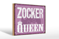 Holzschild Spruch 30x20cm Zocker Queen Controller