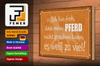 Holzschild Spruch 30x20cm bin froh mein Pferd nicht spricht