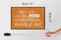 Holzschild Spruch 30x20cm bin froh mein Pferd nicht spricht