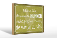 Holzschild Spruch 30x20cm froh meine Hühner nicht...