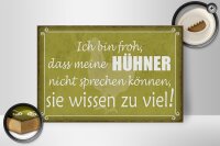 Holzschild Spruch 30x20cm froh meine Hühner nicht sprechen